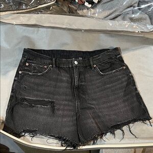 American Eagle Outfitters Charcoal Distressed Jean Shorts